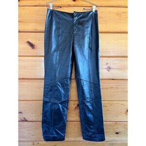 Nine West Black Leather Straight Leg Pants